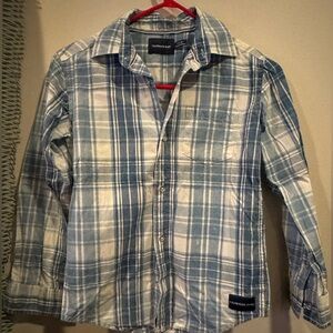Calvin Klein Jeans Blue and White Plaid Shirt Boys size 8